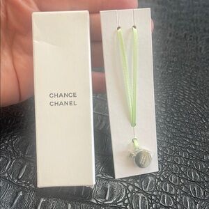 Chanel Silver Pendant Bracelet with Green Lime Cord
